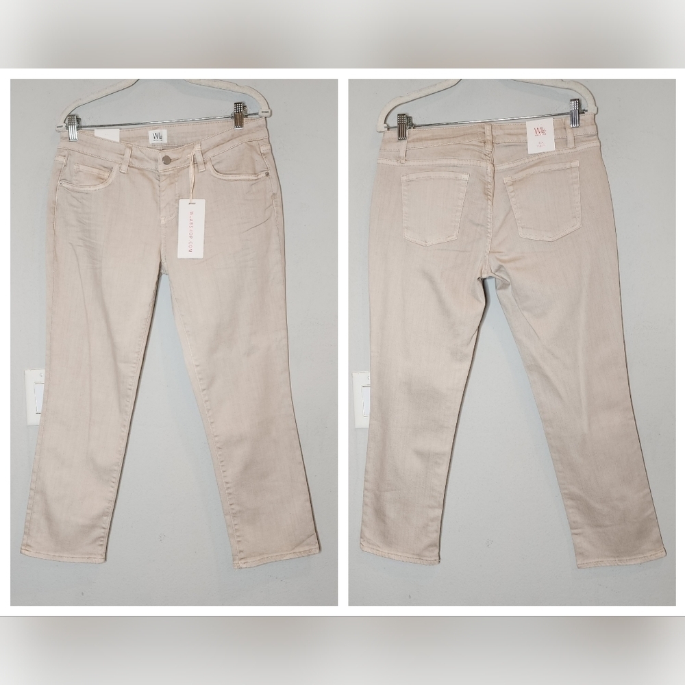 NWT Wash Lab‎ Lila Boyfriend Cream Beige stretch jeans.  Size 28.